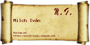 Milch Iván névjegykártya
